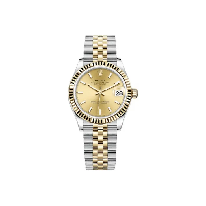 ROLEX Log Series Automatic Mechanical Movement Women's Watch Gold Dial Oystersteel Case Oystersteel Strap-0