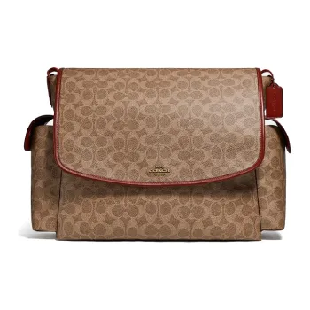 COACH Baby Coated Canvas With Calfskin Crossbody Bag Messenger Bag Shoulder Bag Women's Tan Rusty Monogram