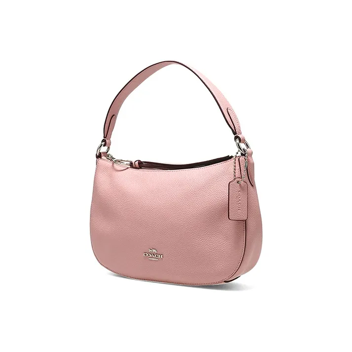 COACH Leather Hobo Bag Portable Crossbody Bag Shoulder Bag Large Size Women's Pink-1