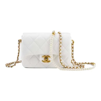 CHANEL Classic Flap CF21K Winter Pearl Chain Shoulder Bag, Crossbody Bag Women's White