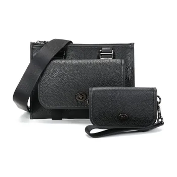 COACH Leather Shoulder Bag Crossbody Bag Fanny Pack Regular Men's Black