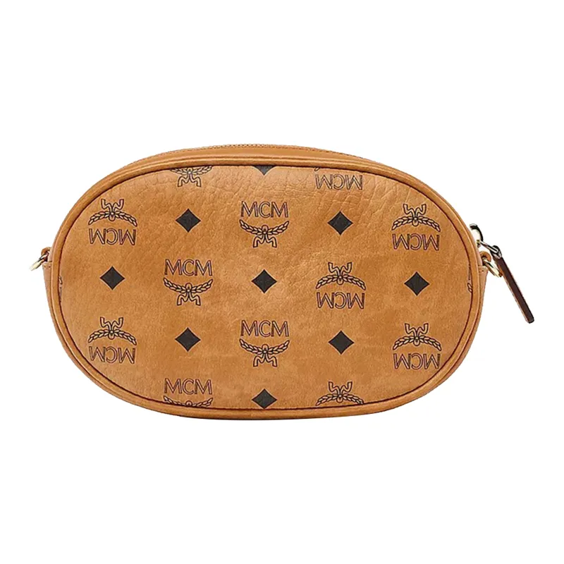 MCM Artificial Leather Shoulder Bag Small Size Unisex Brown-2