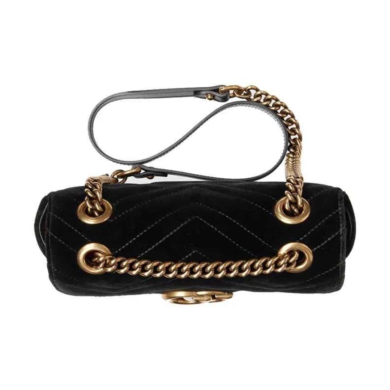 GUCCI GG Marmont Velvet Matelasse Mini Black-4