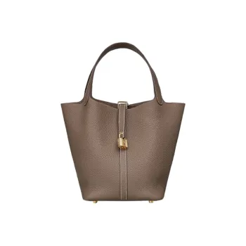 HERMES Picotin Lock Calfskin Basket Bag Handbag Bucket Bag Women's 18 Etoupe Elephant Gray