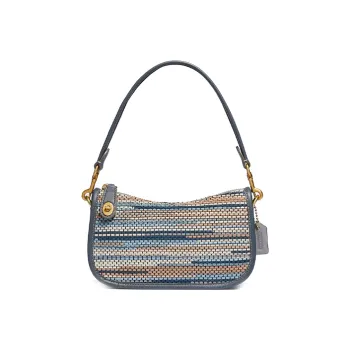 COACH Swinger With Leather Shoulder Bag Crossbody Bag Handbag Small Size Women's Blue