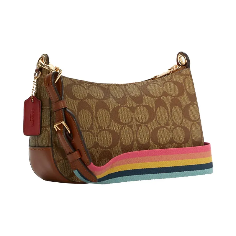 COACH Jes Canvas With Leather Shoulder Bag Crossbody Bag Medium Size Women's Khaki-1
