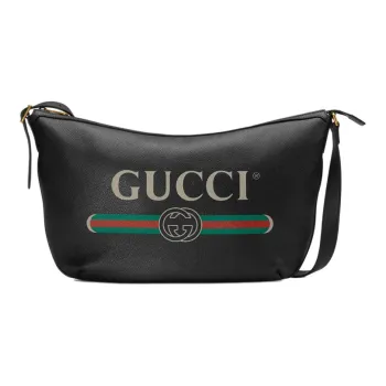 GUCCI Vintage Logo Messenger Shoulder Bag Black