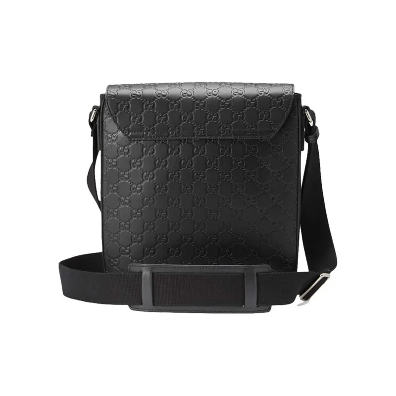 GUCCI Leather Messenger Bag, Shoulder Bag Men's Black-1
