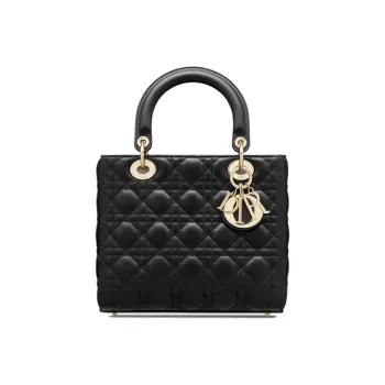 DIOR Lady Dior Sheepskin Lady Dior Bag, Crossbody Bag, Shoulder Bag, Handbag, Clutch Medium Size Women's Black