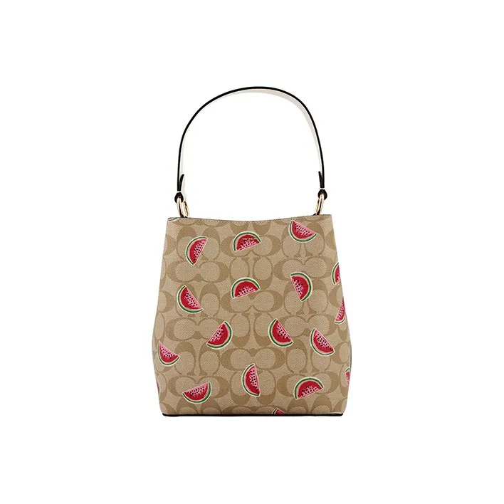 COACH Town PVC Crossbody Bucket Bag, Handbag, Shoulder Bag Small Size Women's Beige-2