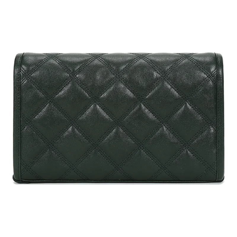 SAINT LAURENT Lambskin Wallet Crossbody Bag Shoulder Bag Women's Dark Green-3