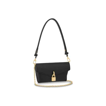 LOUIS VUITTON Padlock On Strap Cow Leather Handbag Women's Black