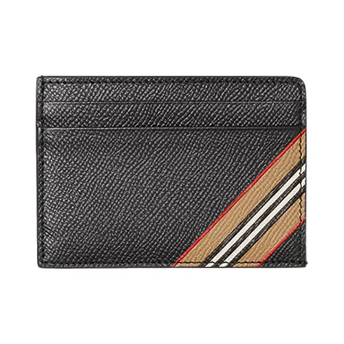 Burberry Icon Stripe 4 Card Slot Card Case Black/Beige