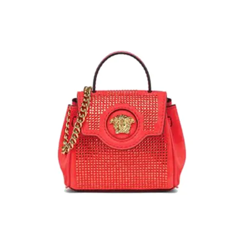 VERSACE La Medusa Cow Leather Shoulder Bag Crossbody Bag Mini Women's Orange