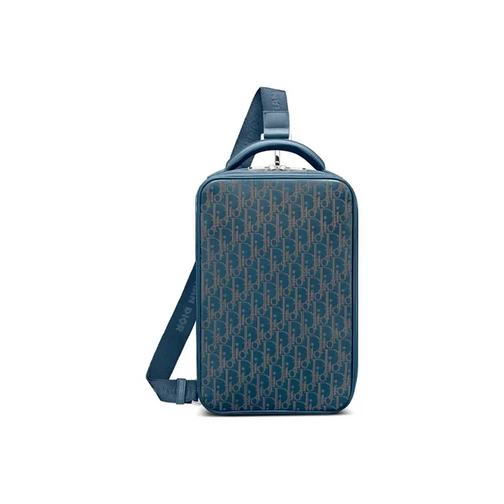 DIOR Cow Leather Shoulder Bag Men's Navy-3