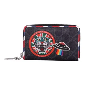 GUCCI Canvas With Leather Wallet Men's Black