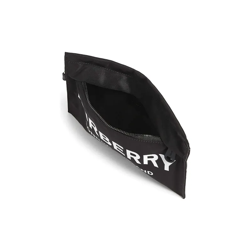 Burberry Zip Pouch Logo Print Nylon Black-3