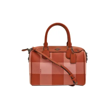 COACH Bennett Canvas With Leather Crossbody Boston Bag Handbag Small Size Women's Red & Pink