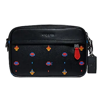 COACH Graham Coated Canvas With Calfskin Camera Bag, Shoulder Bag, Crossbody Bag Medium Size Women's Black