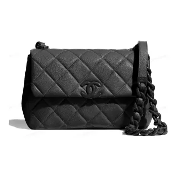 CHANEL Classic Flap CFSo Black Grain Cow Leather Shoulder Bag, Crossbody Bag Medium Size Women's Black