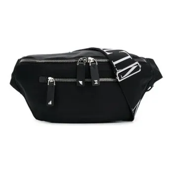 Valentino Polyurethane Sling Bag Fanny Pack Men's Black