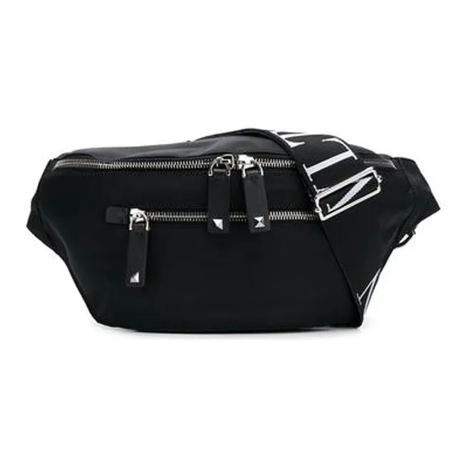 Valentino Polyurethane Sling Bag Fanny Pack Men's Black-0