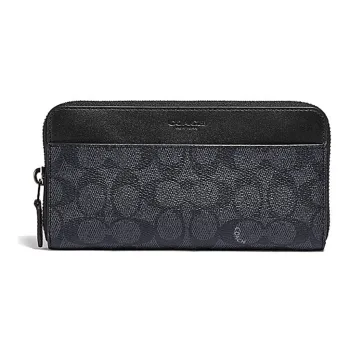 COACH Canvas With Leather Trunk Bag Wallet Men's Charcoal Black
