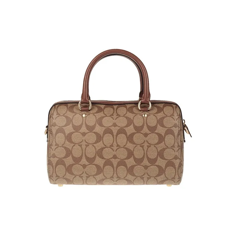 COACH PVC Boston Bag, Handbag, Crossbody Bag, Shoulder Bag Tubas Women's Khaki Monogram-3