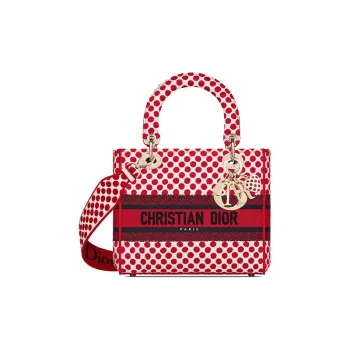 DIOR Lady D Lite Embroidery Lady Dior Bag, Shoulder Bag, Handbag Medium Size Women's Red
