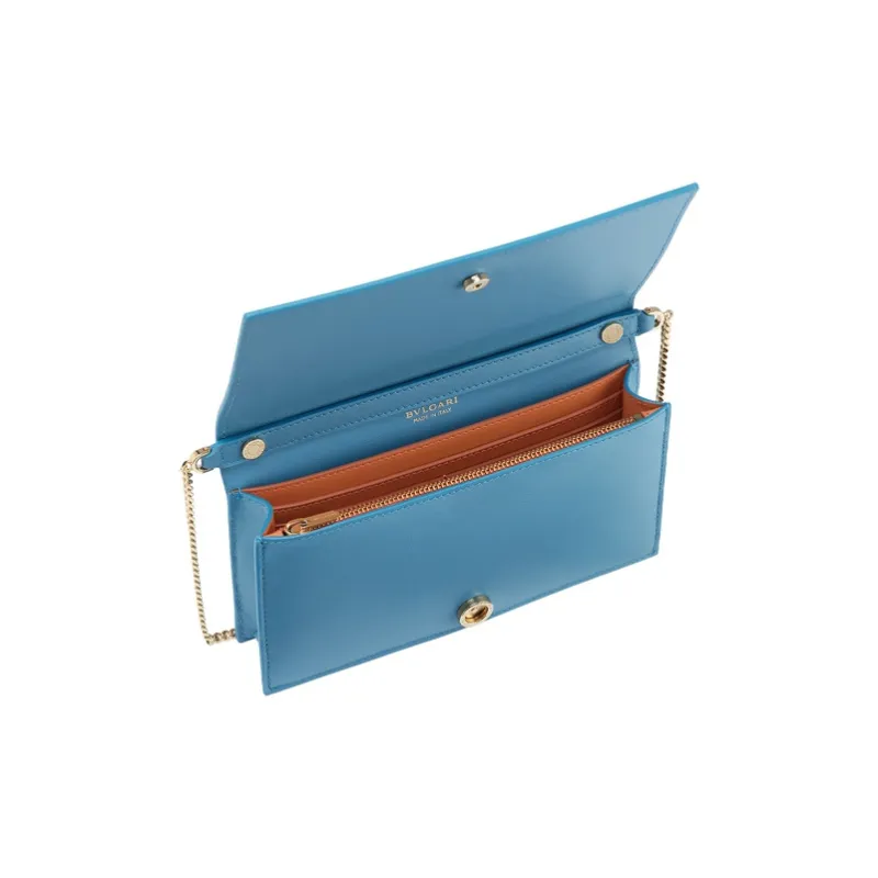 BVLGARI Bvlgari Logo Calfskin Wallets Shoulder Bag Crossbody Bag Women's Sapphire Blue-1