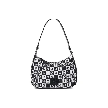 Pepsi Nylon Fabric Shoulder Bag Handbag Regular Women's Black White