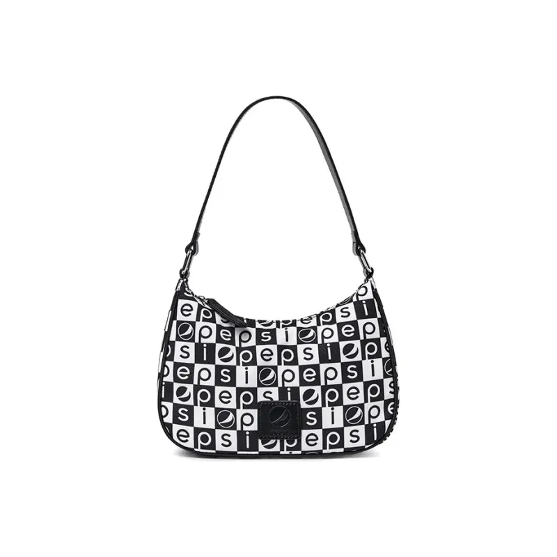 Pepsi Nylon Fabric Handbag One Shoulder Shoulder Bag Regular Women's Black White-0