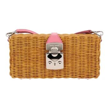 MIU MIU Cow Leather Shoulder Bag Women's Camel