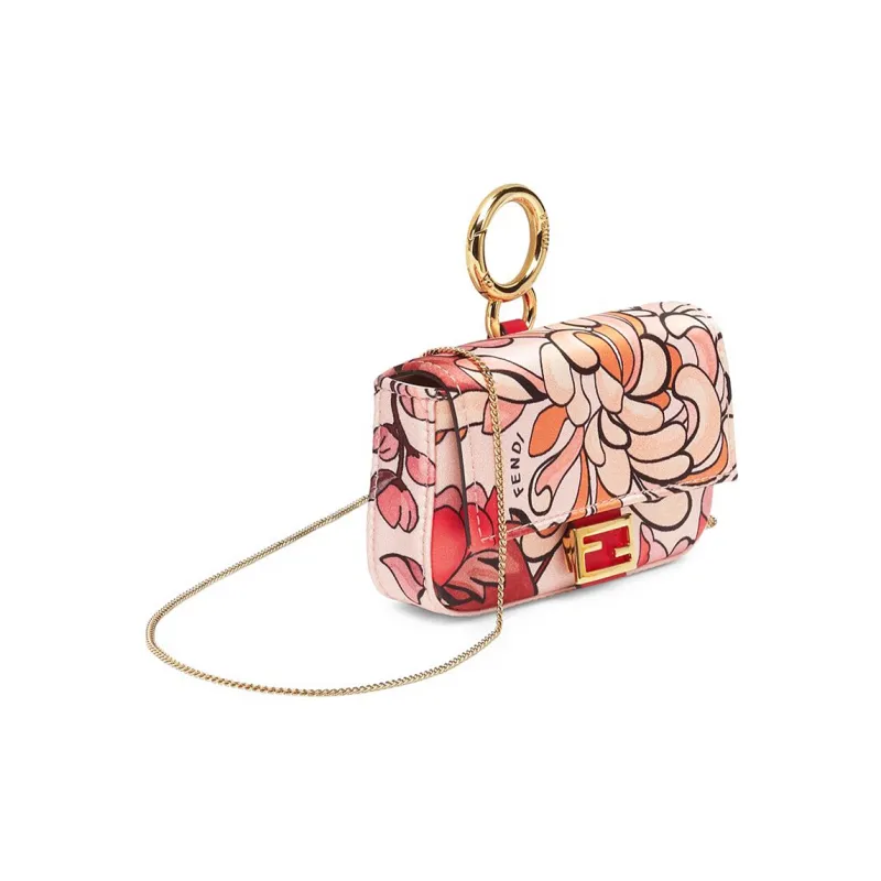 FENDI Baguette Satin Baguette Bag Coin Purses Shoulder Bag Crossbody Bag Extra Mini Women's Red Pink-1