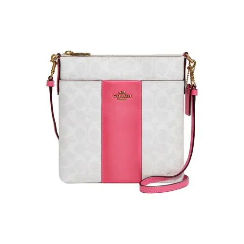 COACH Kitt Canvas Crossbody Bag Shoulder Bag Women's Rose Red Multicolor