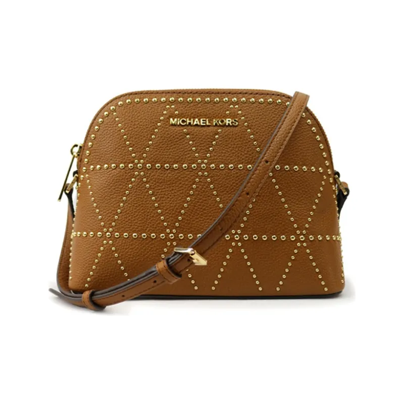 MICHAEL KORS Adele Leather Dome Bag Shoulder Bag Crossbody Bag Medium Size Women's Brown-0