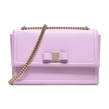 FERRAGAMO Cow Leather Crossbody Bag, Shoulder Bag Women's Pink Purple