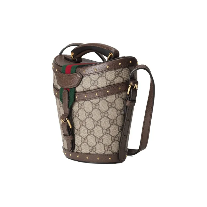 GUCCI Leather Hats & Caps Box Bag Bucket Bag Crossbody Bag Shoulder Bag Mini Unisex Ebony & Brown-1