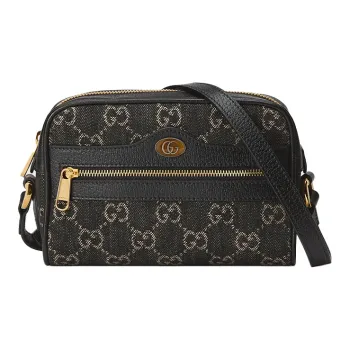 GUCCI Ophidia Denim Camera Bag, Crossbody Handbag, Shoulder Bag Women's Black