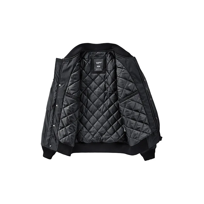 VIP Embroidery Workwear Multi Pocket Baseball Collar Padded And Thickened Puffer Jacket Coat Unisex Black-2