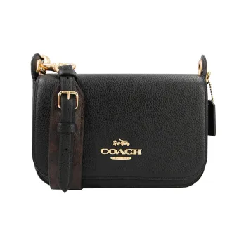 COACH Jes Leather Shoulder Bag Large Size Women's Black