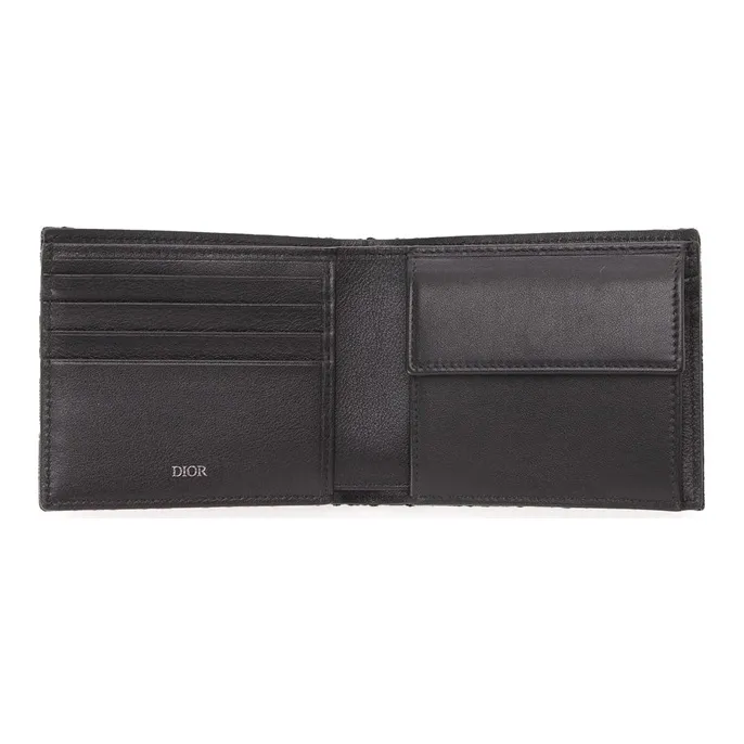 DIOR Fabric Card Holder, Wallet Men's Black-5