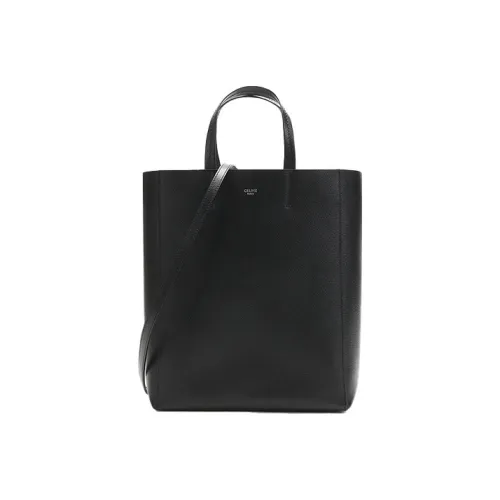 CELINE Cabas Grained Cow Leather Tote Bag Shopping Bag Shoulder Bags Handbags Small Size Women's Black