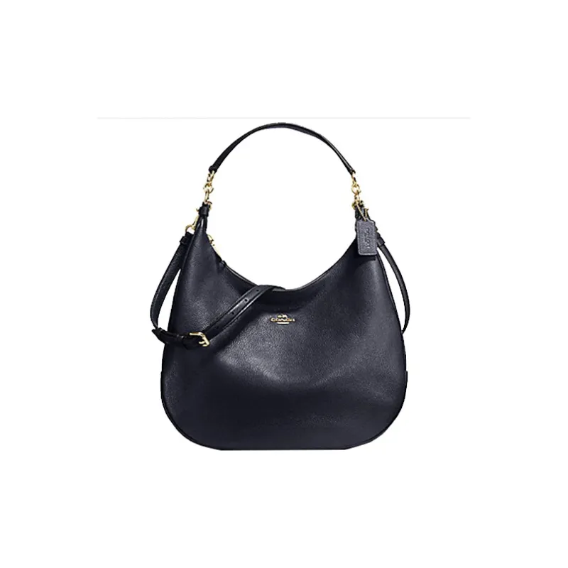 COACH Harley Pebbled Leather Hobo Handbag Shoulder Bag Crossbody Bag Women's Midnight Navy Blue-0