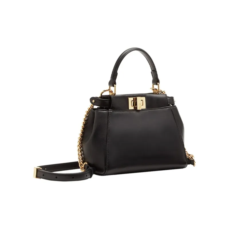 FENDI Peekaboo Nappa Leather Handbag Mini Women's Black-1