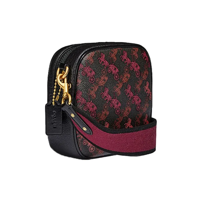 COACH Kat Chrome Tanned Leather Camera Bag Portable Crossbody Bag Shoulder Bag Mini Women's Black Purple-1