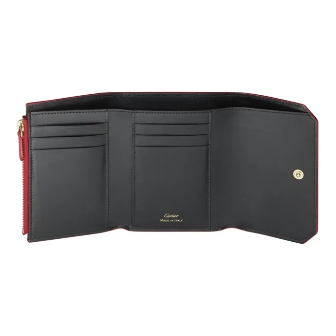 CARTIER GUIRLANDE Calfskin Wallet Small Size Women's Red-2