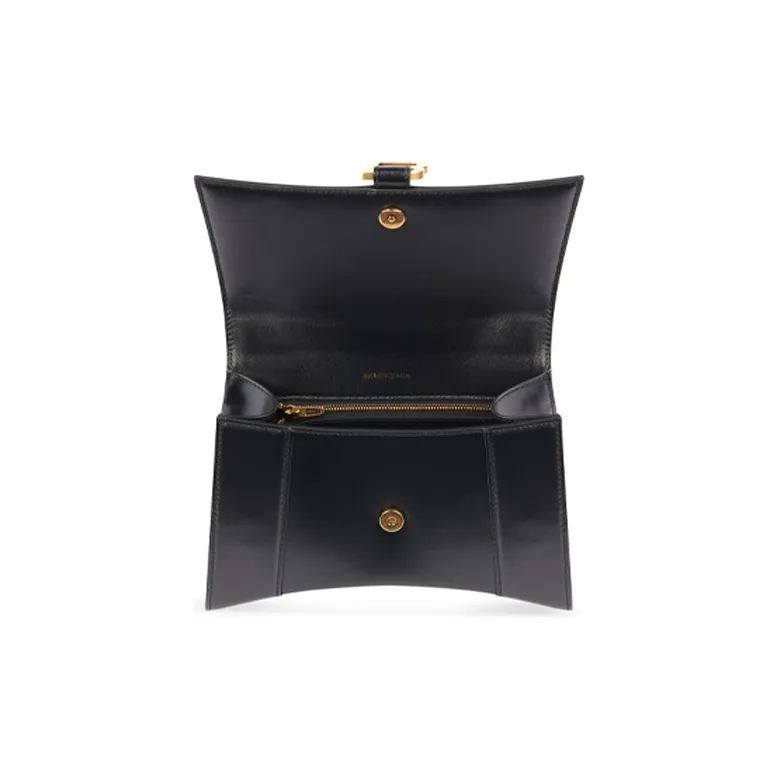 Balenciaga Hourglass Cow Leather Hourglass Bag Handbag Shoulder Bag Crossbody Bag Small Size Women's Black-3