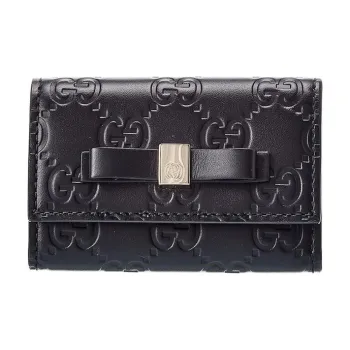 GUCCI Leather Clutch Card Holder Key Pouch Women's Black