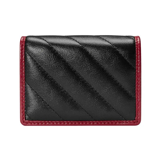 GUCCI GG Marmont Cow Leather Card Holder Wallet Women's Red/Black-1